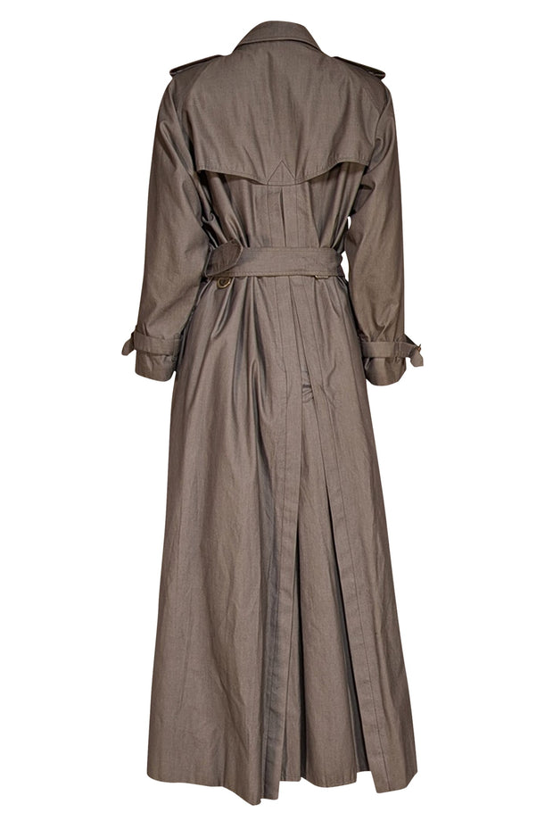 Burberry - Grey Long Trench Coat Sz M - Current Boutique