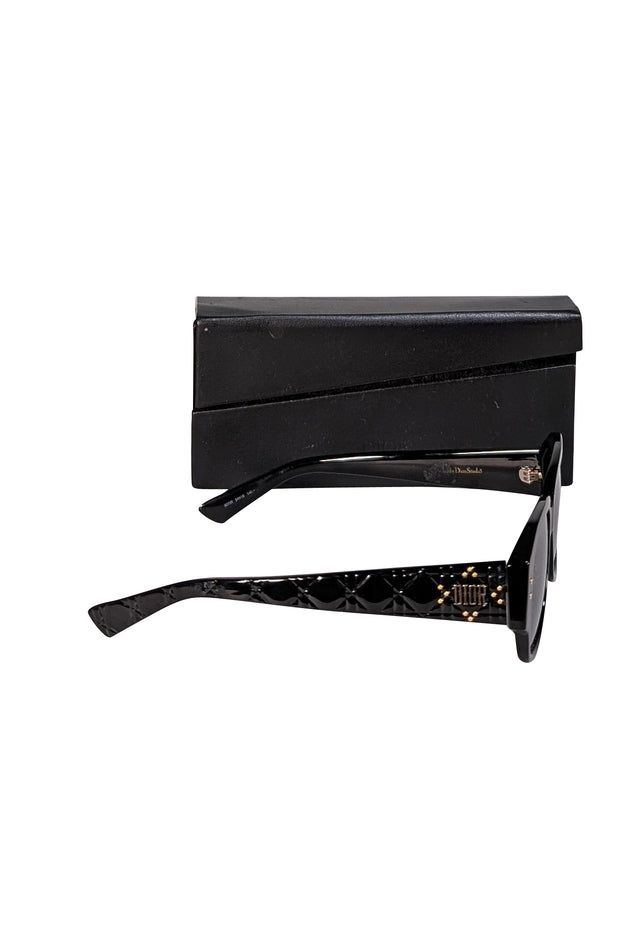 Christian Dior - Black Acetate Cannage Lady Dior Stud Sunglasses - Current Boutique