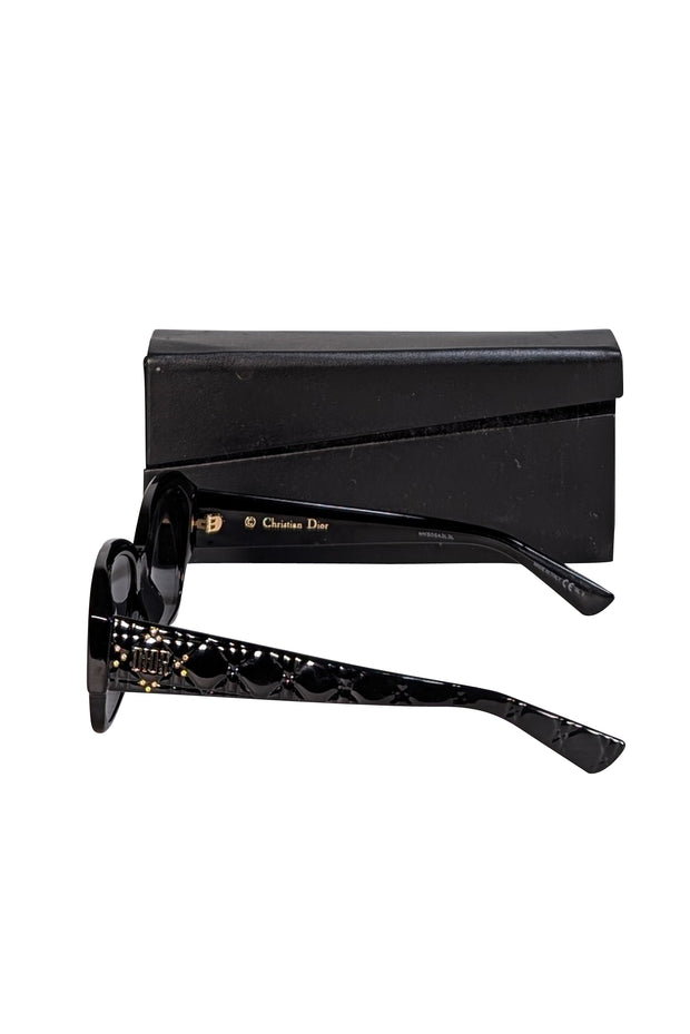 Christian Dior - Black Acetate Cannage Lady Dior Stud Sunglasses - Current Boutique