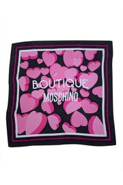 Moschino - Pink & Black Print Silk Scarf