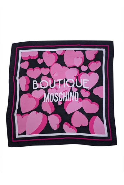 Moschino - Pink & Black Print Silk Scarf