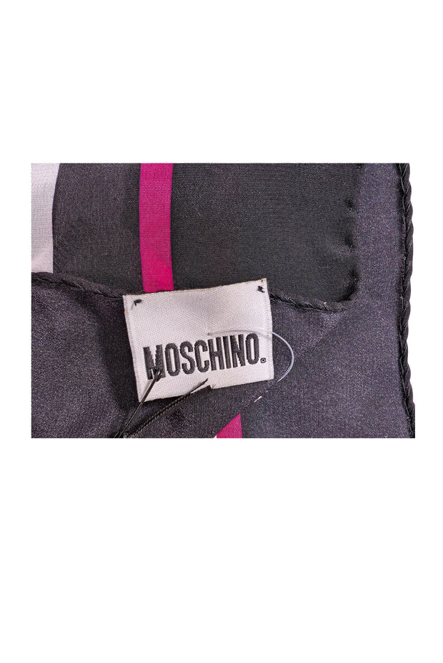 Moschino - Pink & Black Print Silk Scarf