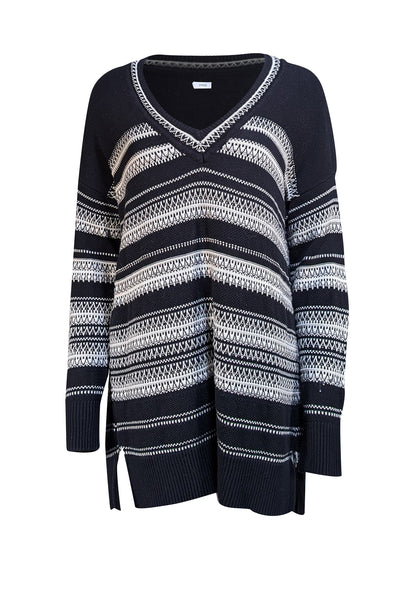 Vince - Black w/ White Embroidered Stitched Detail Sweater Sz M