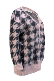 All Saints - Black & Pink Print Wool Blend Cardigan Sz S - Current Boutique