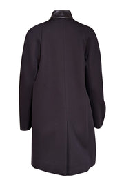 Halston Heritage - Black Coat w/ Leather Trim Sz S - Current Boutique