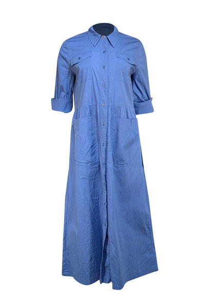 Munthe - Blue Button Down Midi Shirt Dress Sz 6