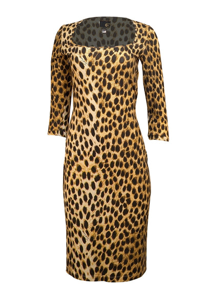 Just Cavalli - Tan, Black, & Cream Leopard Print Cotton Dress Sz 8 - Current Boutique