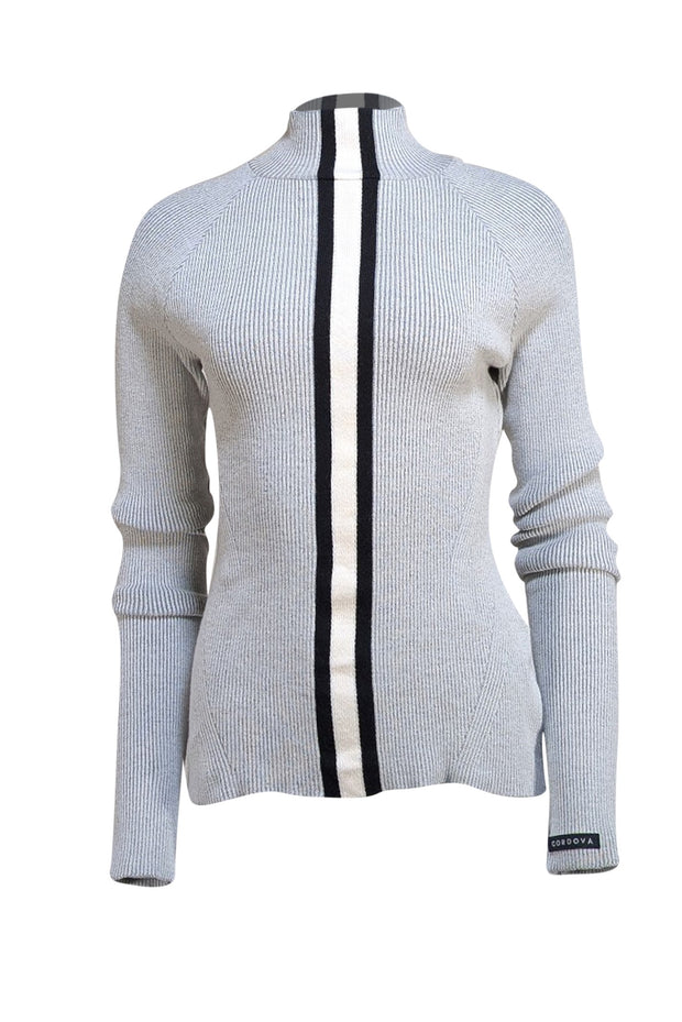 Cordova - Light Grey "Soelden Ski" Ribbed Sweater Sz L - Current Boutique