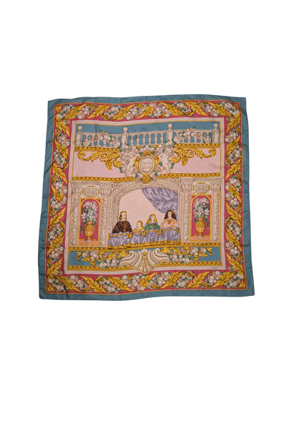 Loewe - Mint Blue, Cream, Gold, & Pink Silk Scarf