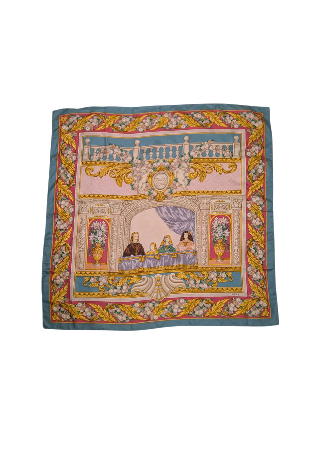 Loewe - Mint Blue, Cream, Gold, & Pink Silk Scarf