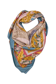 Loewe - Mint Blue, Cream, Gold, & Pink Silk Scarf