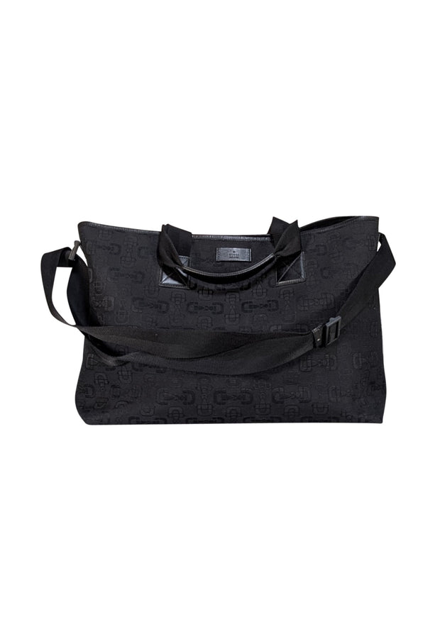 Gucci - Black Horsebit Jacquard Canvas Tote Bag