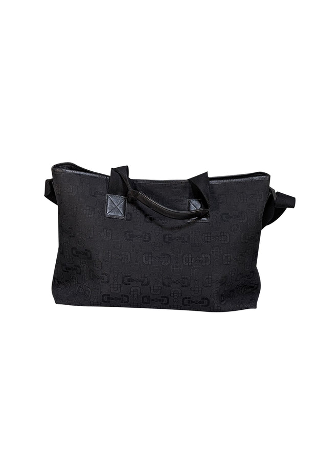 Gucci - Black Horsebit Jacquard Canvas Tote Bag