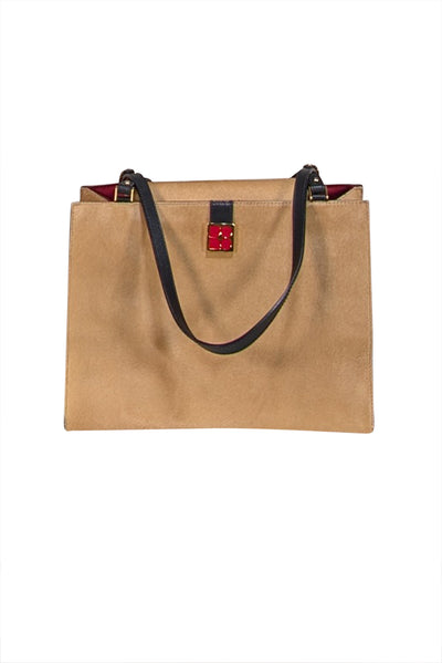 Kate Spade - Tan Pony Hair & Black Leather Tote Bag - Current Boutique