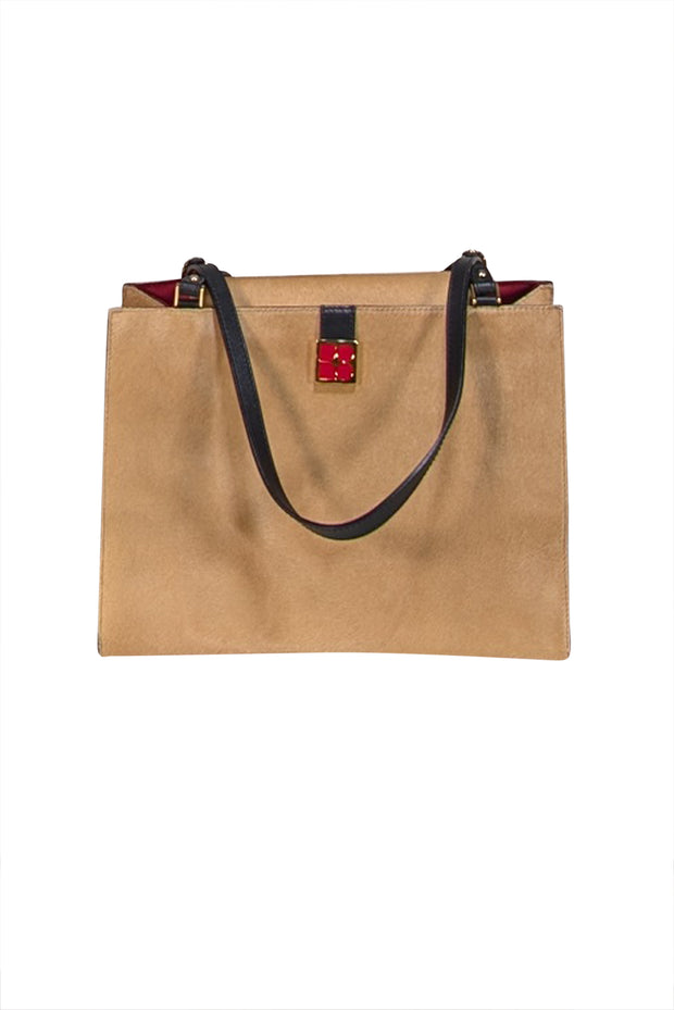 Kate Spade - Tan Pony Hair & Black Leather Tote Bag - Current Boutique