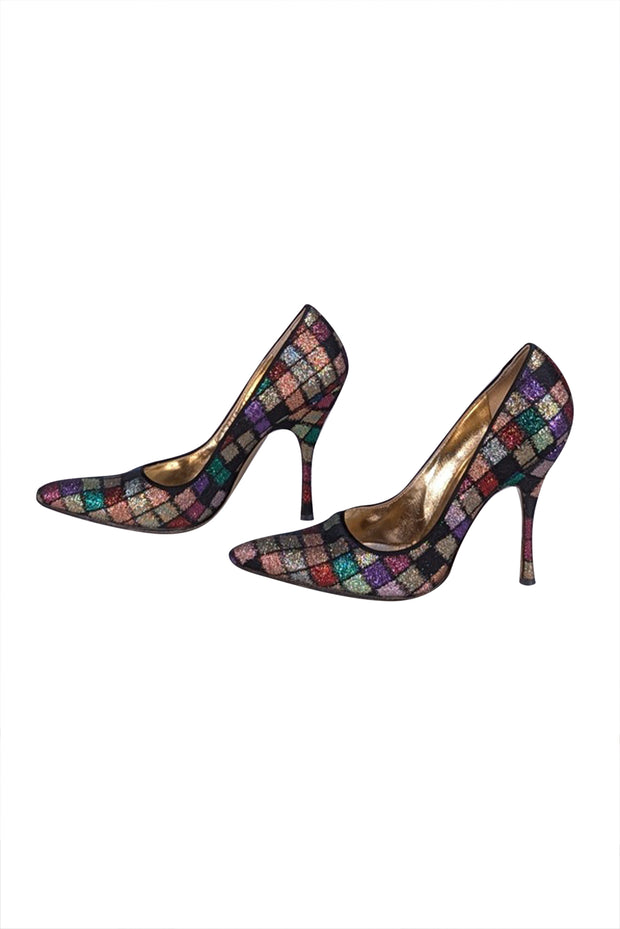 Dolce & Gabbana - Gold, Black, & Multi Color Print Pumps Sz 8.5 - Current Boutique