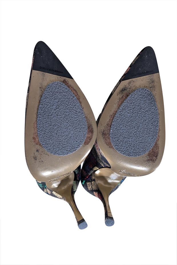 Dolce & Gabbana - Gold, Black, & Multi Color Print Pumps Sz 8.5 - Current Boutique