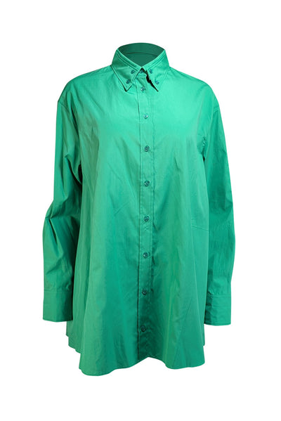 Akris - Green Cotton Button Up Shirt Sz 8 - Current Boutique