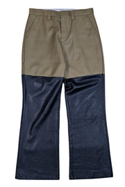 Ron David - Olive Green Dress Pants w/ Faux Leather Bottom Sz L - Current Boutique