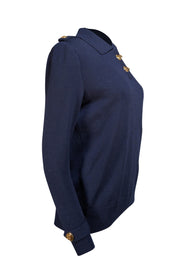 St. John - Navy Ribbed Pullover Sweater Sz S - Current Boutique