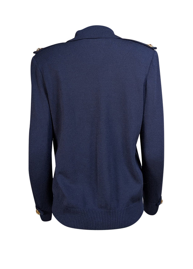St. John - Navy Ribbed Pullover Sweater Sz S - Current Boutique