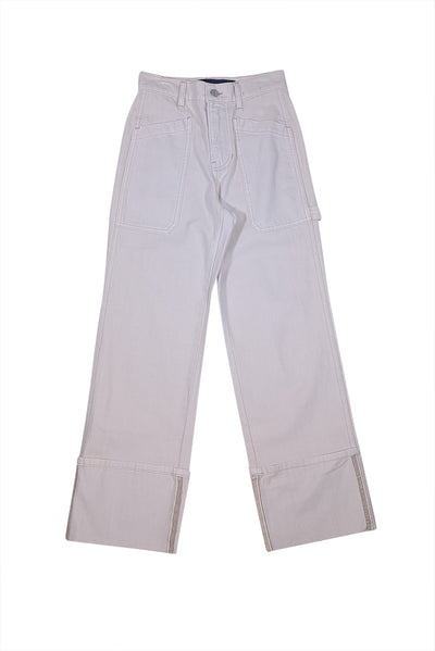 Veronica Beard - Cream Cargo "Dylan" High Rise Straight Leg Pants Sz 00 - Current Boutique
