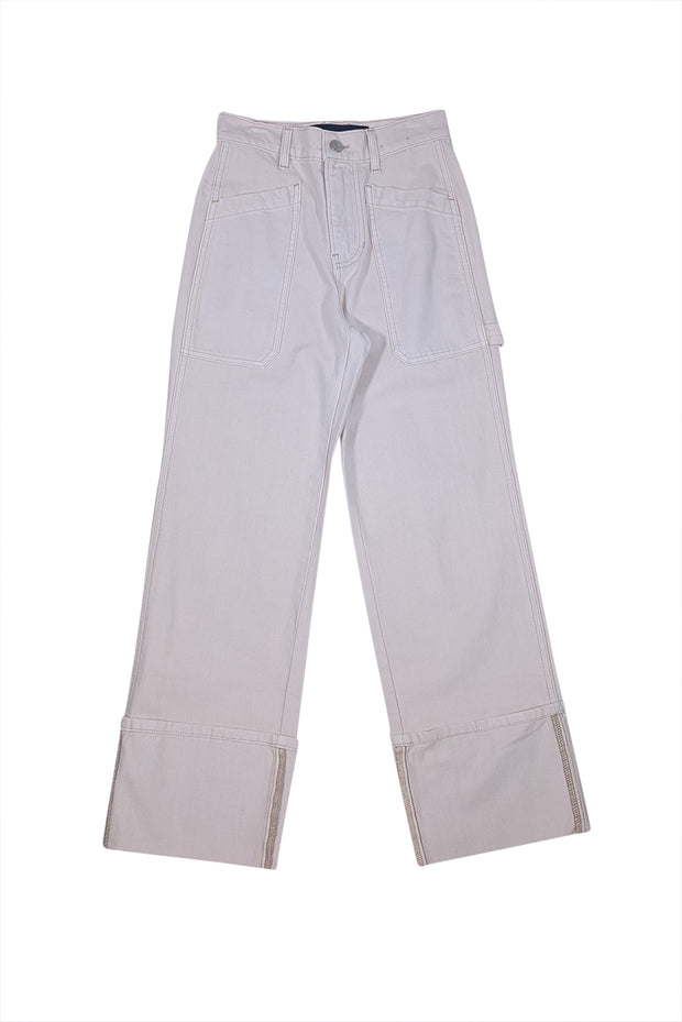 Veronica Beard - Cream Cargo "Dylan" High Rise Straight Leg Pants Sz 00 - Current Boutique