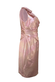 Theia - Pink Metallic One Shoulder Dress Sz 10 - Current Boutique