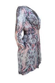 Reiss - Turquoise & Pink Paisley "Lacey" Mini Dress Sz 2 - Current Boutique