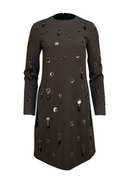 Tory Burch - Black Crepe Dress w/ Embellished Sequined Pattern Sz 2 - Current Boutique