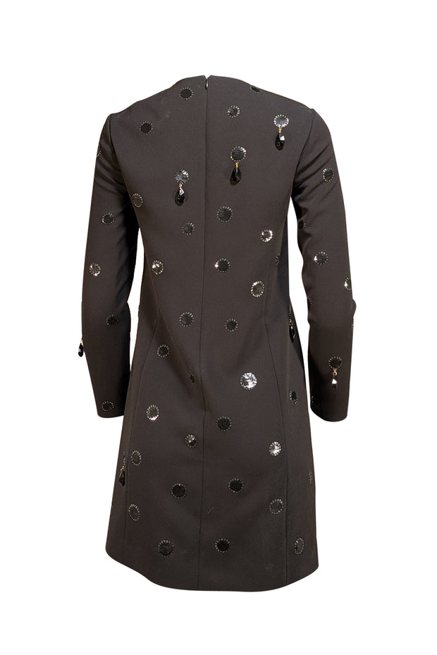 Tory Burch - Black Crepe Dress w/ Embellished Sequined Pattern Sz 2 - Current Boutique