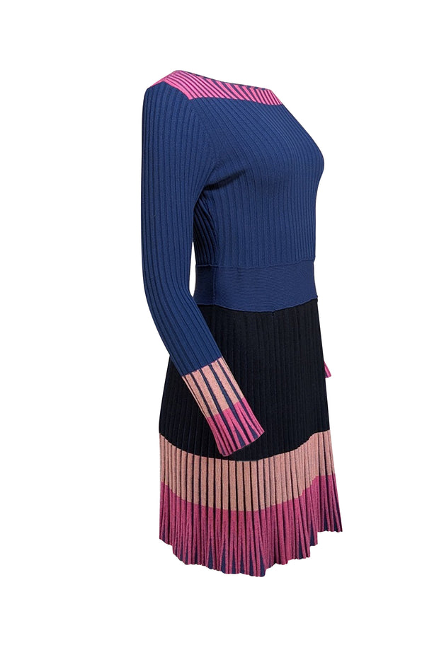 Pinko - Blue, Pink, & Black Ribbed Dress Sz XL - Current Boutique