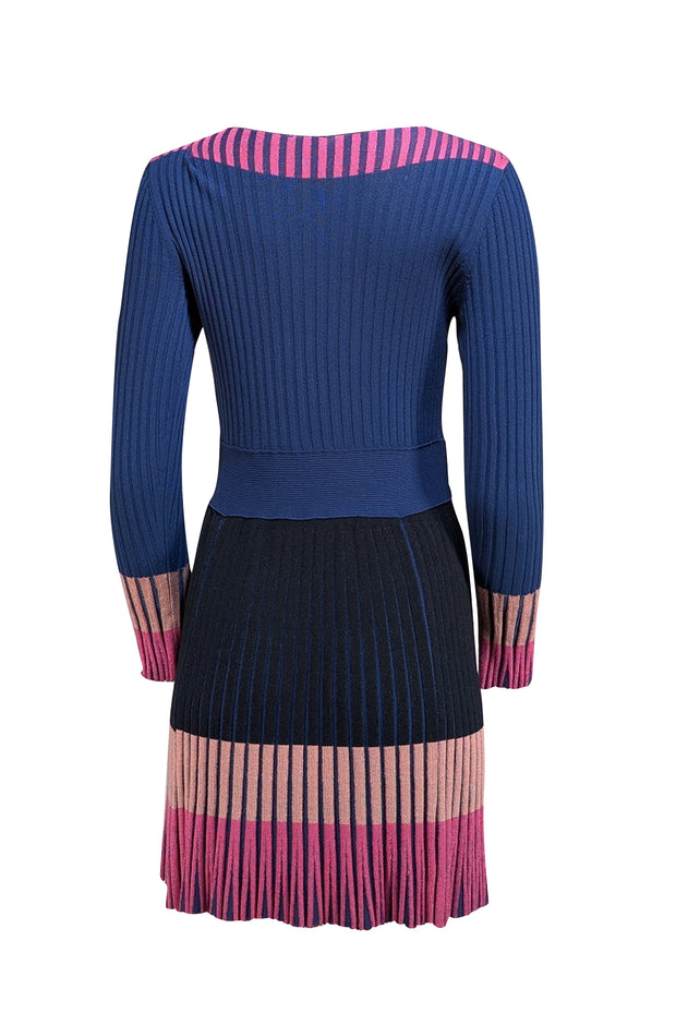 Pinko - Blue, Pink, & Black Ribbed Dress Sz XL - Current Boutique