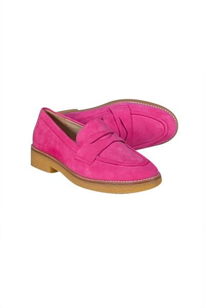 Stuart Weitzman - Hot Pink Suede Loafers Sz 10.5