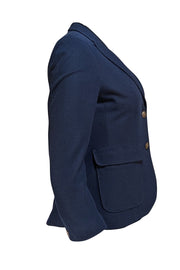 Rag & Bone - Navy Textured Cotton Two Button Blazer Sz 6 - Current Boutique