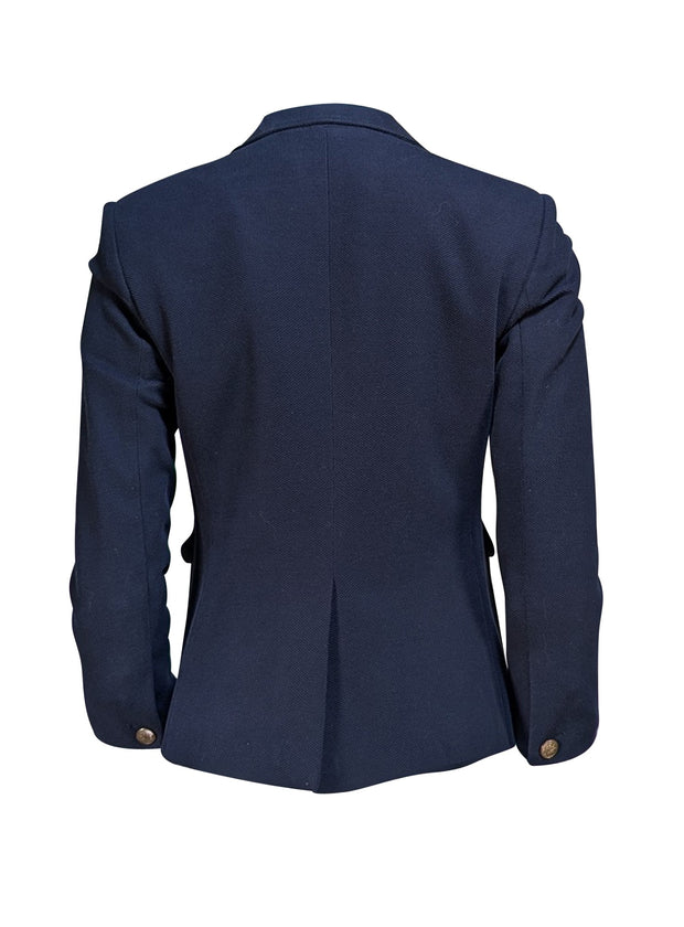 Rag & Bone - Navy Textured Cotton Two Button Blazer Sz 6 - Current Boutique