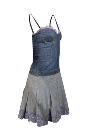 Dolce & Gabbana - Medium Wash Denim Sleeveless Dress w/ Plaid Detail Sz 2