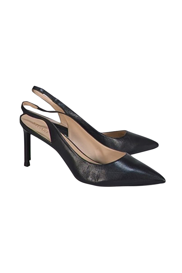 Stuart Weitzman - Black Leather Sling Back Pumps Sz 12 - Current Boutique
