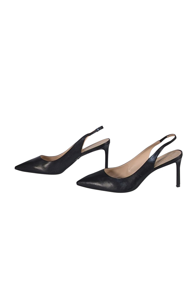 Stuart Weitzman - Black Leather Sling Back Pumps Sz 12 - Current Boutique