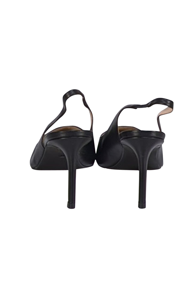 Stuart Weitzman - Black Leather Sling Back Pumps Sz 12 - Current Boutique