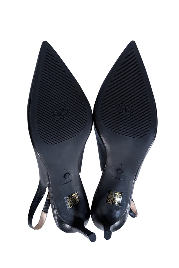 Stuart Weitzman - Black Leather Sling Back Pumps Sz 12 - Current Boutique