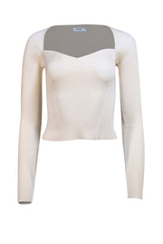 Simkhai - Ivory Ribbed Knit Long Sleeve Top Sz XS - Current Boutique