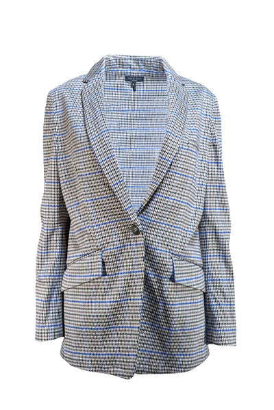 Rag & Bone - Beige, Black, & Blue Houndstooth Blazer Sz 6 - Current Boutique