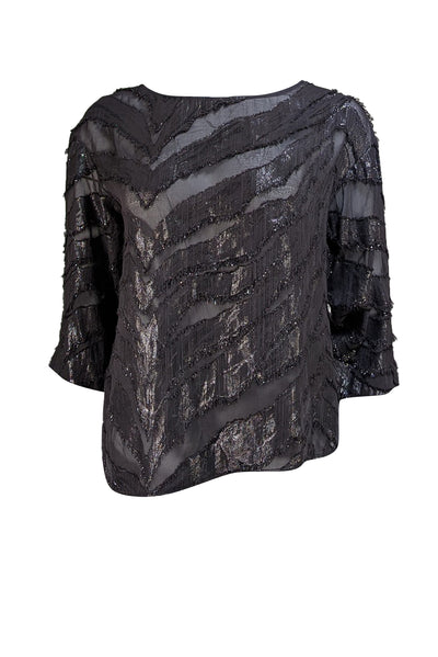 IRO - Black Metallic Stripe Top Sz 4