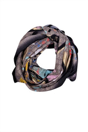 Gucci - Beige & Black Monogram Print w/ Spray Paint Style Detail Scarf - Current Boutique