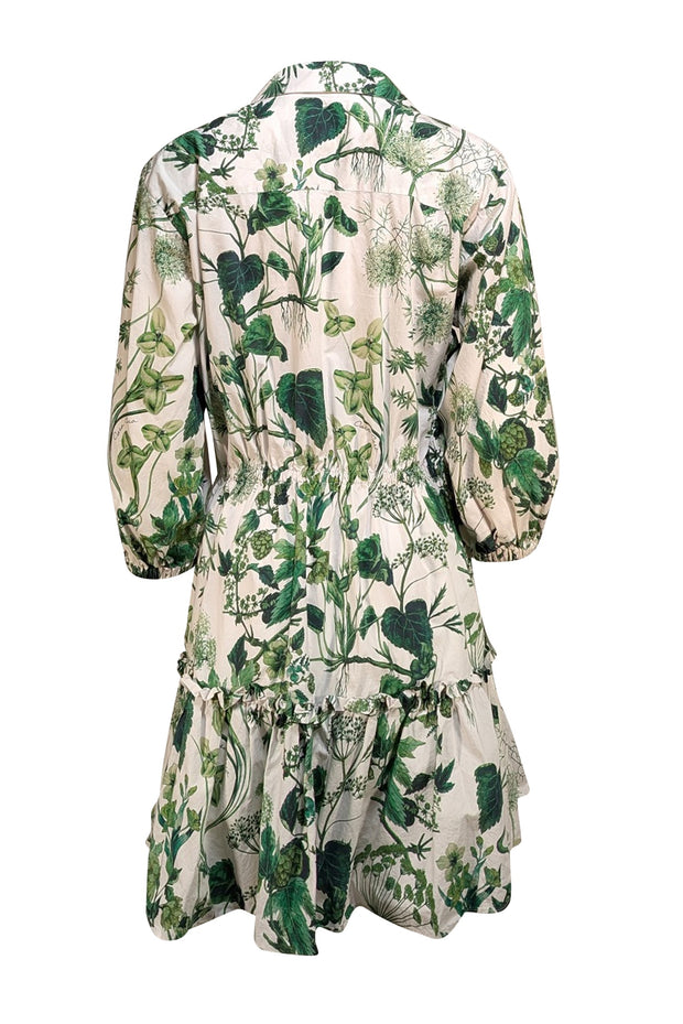 Cara Cara - White & Green Print Mini "Robin" Dress Sz XL - Current Boutique