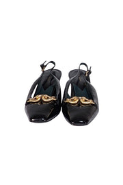 Tory Burch - Black Patent Leather "Jessa" Heeled Slingback Pumps Sz 10 - Current Boutique