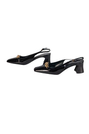 Tory Burch - Black Patent Leather "Jessa" Heeled Slingback Pumps Sz 10 - Current Boutique