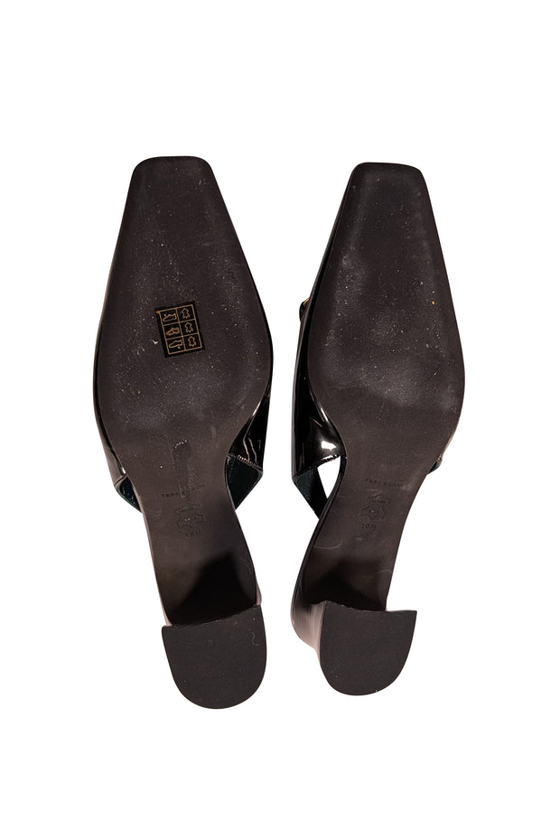Tory Burch - Black Patent Leather "Jessa" Heeled Slingback Pumps Sz 10 - Current Boutique