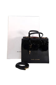 Marc Jacobs - Black Leather " The Bead & Pompoms Mini Grind" Bag - Current Boutique